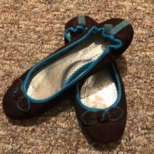 Suede Ballet Flats Bow Y2K